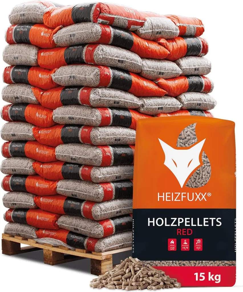 Heizfuxx Holzpellets Red 15kg x 20 Sack 300kg Palette